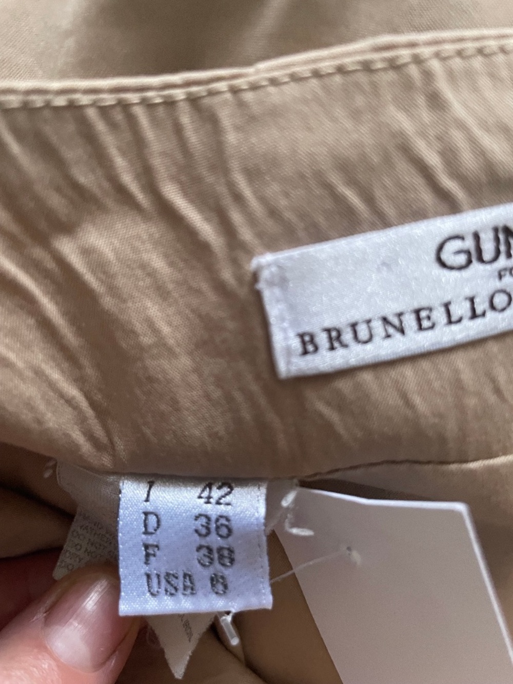 GUNEX Brunello Cucinelli skirt/neutral/mini/beige US 6/FR38/one pocket - Picture 5 of 5